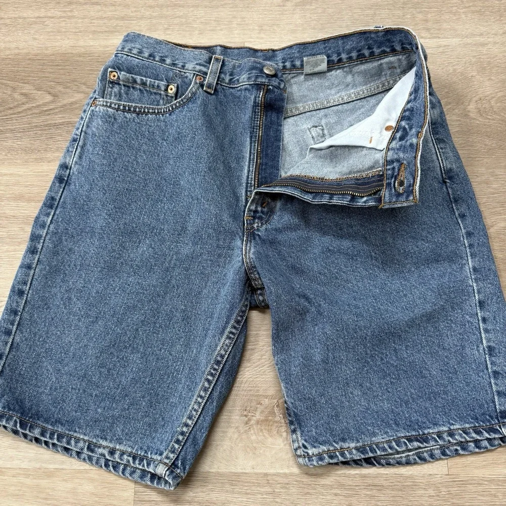 Vtg 90s Levis 505 Made in USA Denim Shorts Mens Tag 34 Fits 32 Jorts Blue Jean